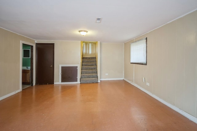 12215 S Green St, Chicago, IL 60643 - unfurnished living room with stairway and baseboards