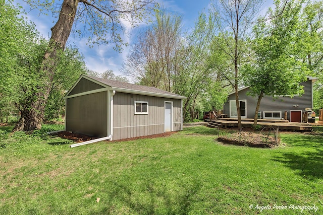782 N Hainesville Rd, Round Lake, IL 60073 - view of green lawn with a deck and an outdoor structure