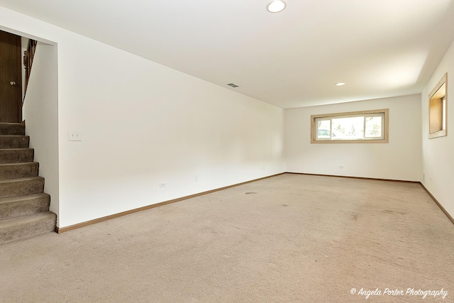 782 N Hainesville Rd, Round Lake, IL 60073 - unfurnished room featuring recessed lighting, stairway, carpet, and baseboards