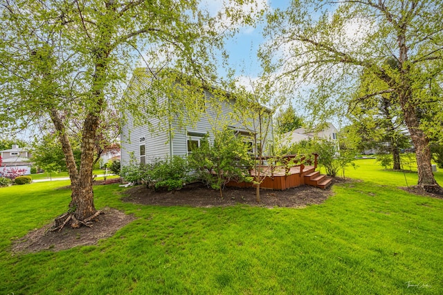 1913 Apple Valley Rd, Bolingbrook, IL 60490 - view of grassy yard with a wooden deck