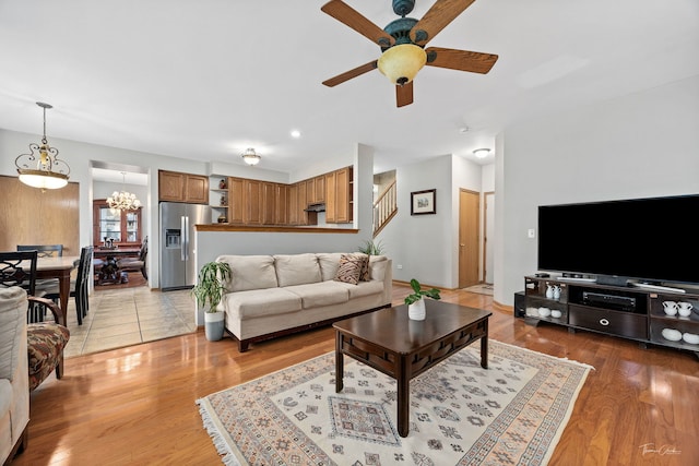 1913 Apple Valley Rd, Bolingbrook, IL 60490 - living area featuring a ceiling fan and light wood finished floors