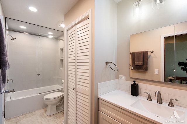 1016 N Knollwood Dr, Palatine, IL 60067 - full bathroom with toilet, recessed lighting, shower / bathtub combination, vanity, and a closet