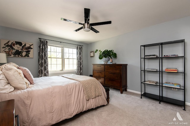 1016 N Knollwood Dr, Palatine, IL 60067 - bedroom with light carpet, baseboards, and a ceiling fan