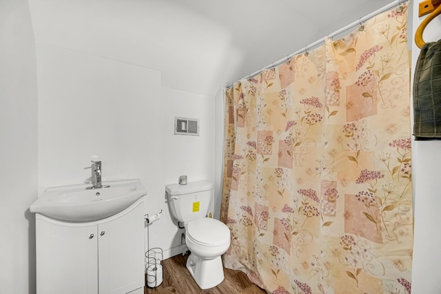 1311 Harvey Ave, Berwyn, IL 60402 - full bath with wood finished floors, toilet, vanity, and a shower with shower curtain
