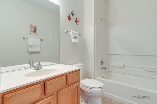 604 S Essington Dr, Round Lake, IL 60073 - full bath featuring toilet, vanity,  shower combination, and tile patterned flooring