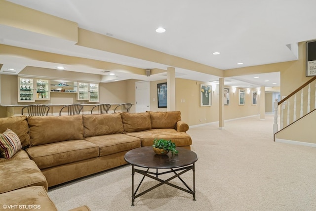 80 Gaelic Ct, Inverness, IL 60010 - living area with light colored carpet, recessed lighting, stairway, and baseboards