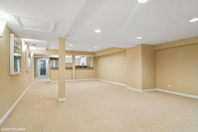 80 Gaelic Ct, Inverness, IL 60010 - below grade area featuring light carpet, recessed lighting, and baseboards