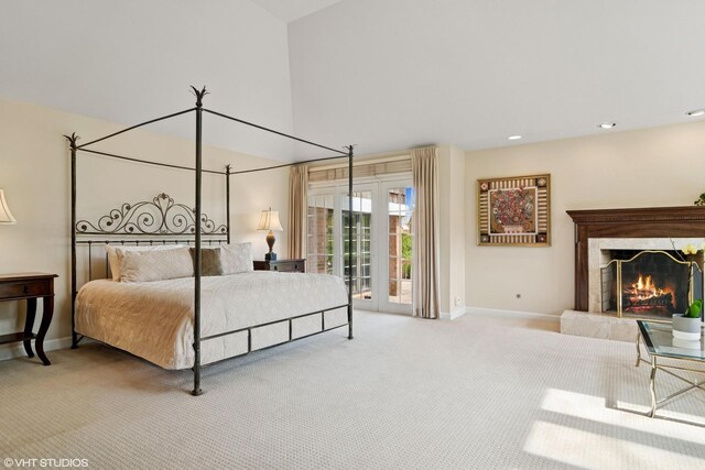 80 Gaelic Ct, Inverness, IL 60010 - bedroom with carpet floors, baseboards, a high end fireplace, and recessed lighting