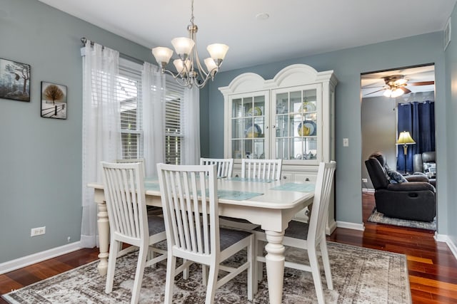 37 W Devon Ave, Glendale Heights, IL 60139 - dining room with a chandelier, wood finished floors, baseboards, and a ceiling fan