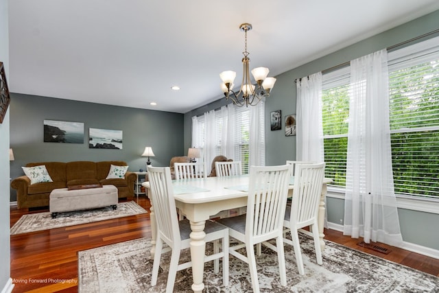 37 W Devon Ave, Glendale Heights, IL 60139 - dining room featuring healthy amount of natural light, wood finished floors, a chandelier, baseboards, and recessed lighting