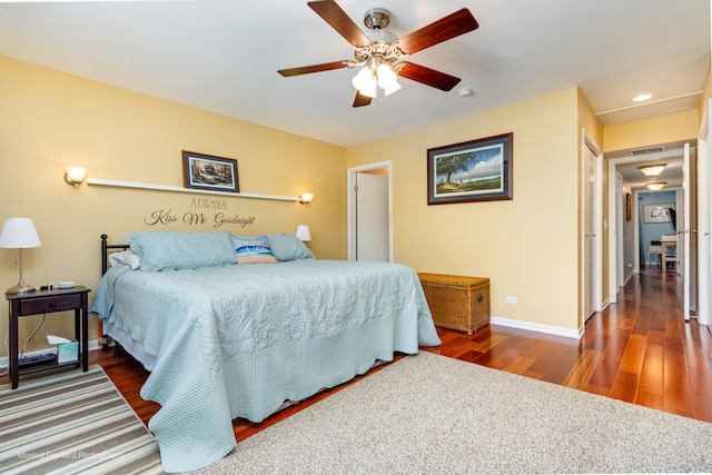 37 W Devon Ave, Glendale Heights, IL 60139 - bedroom with wood finished floors, baseboards, attic access, recessed lighting, and ceiling fan