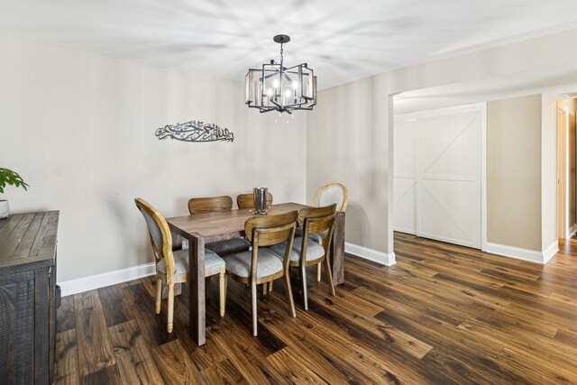 711 S River Rd Unit 503, Des Plaines, IL 60016 - dining room featuring a chandelier, baseboards, and dark wood-style floors