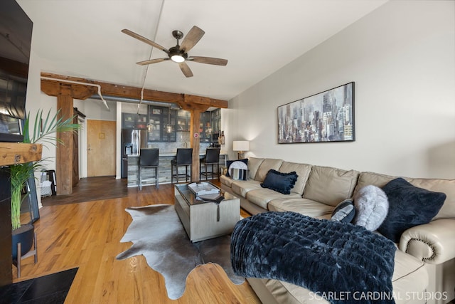 1735 W Diversey Pkwy Unit 416, Chicago, IL 60614 - living area featuring a ceiling fan and wood finished floors