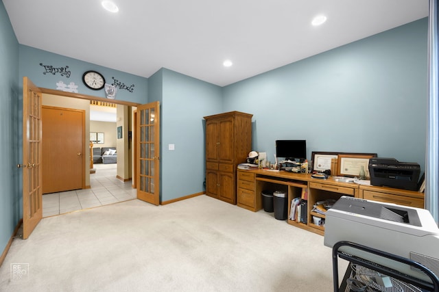 24001 W Walnut Cir, Plainfield, IL 60585 - home office with light colored carpet, baseboards, and recessed lighting