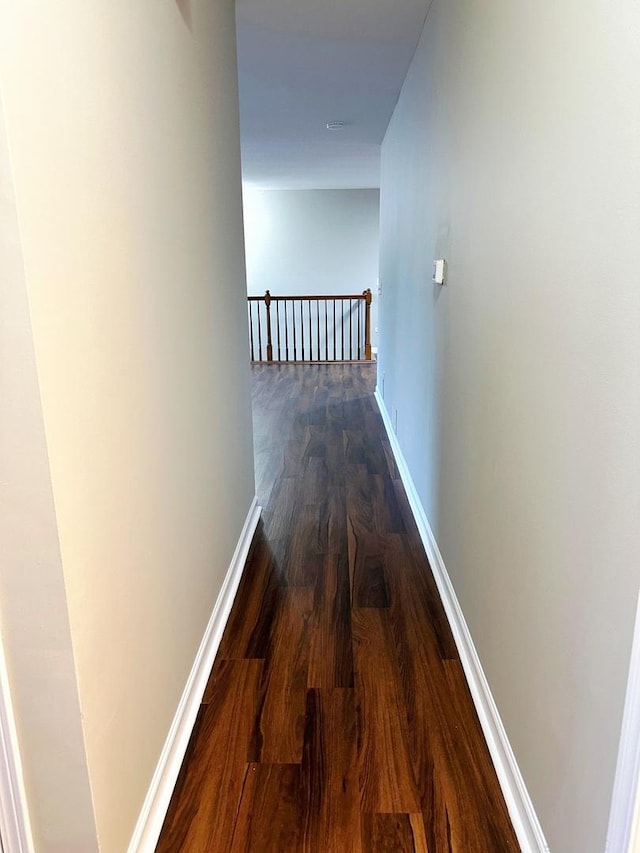 347 Village Creek Dr, Lake In The Hills, IL 60156 - corridor with dark wood-style flooring and an upstairs landing