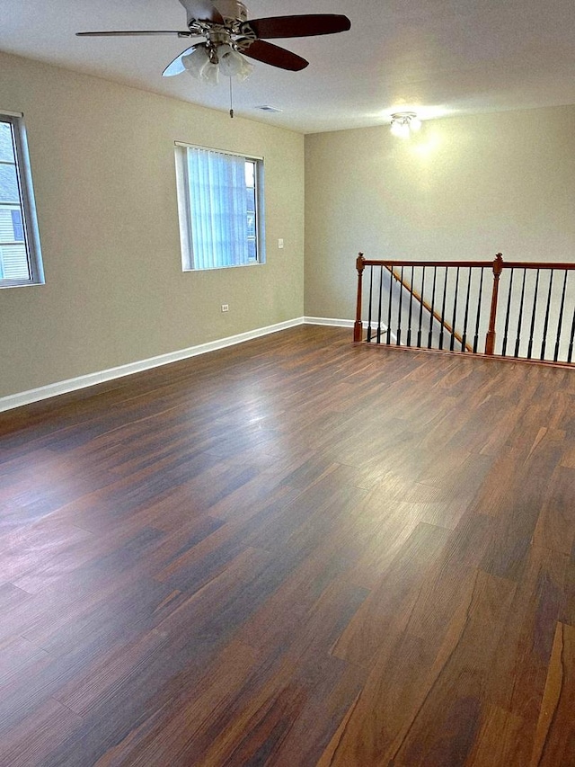 347 Village Creek Dr, Lake In The Hills, IL 60156 - empty room with dark wood-style floors and ceiling fan