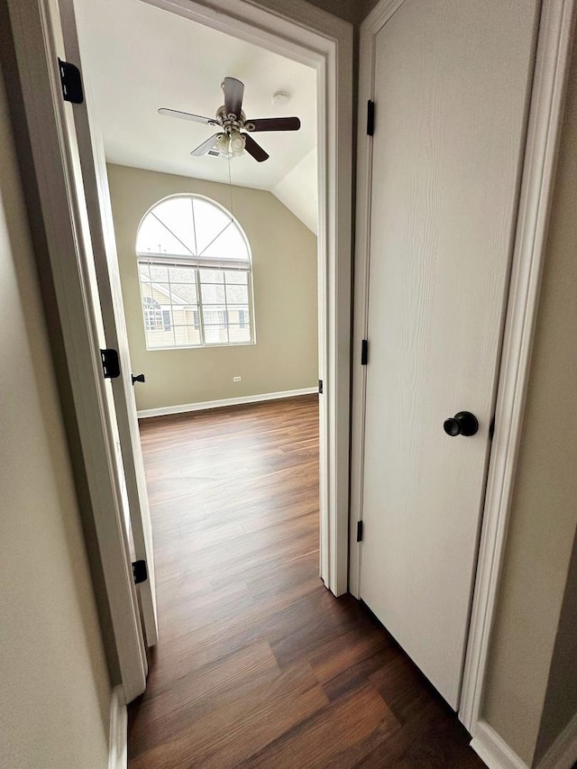 347 Village Creek Dr, Lake In The Hills, IL 60156 - hall featuring dark wood-type flooring and vaulted ceiling