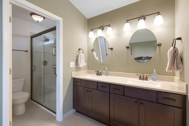 900 Taralon Trl, Lake In The Hills, IL 60156 - full bathroom with toilet, a stall shower, and double vanity