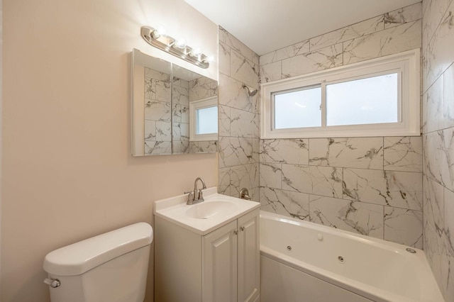 640 Enterprise Rd, Chicago Heights, IL 60411 - full bath featuring a combined bath / shower with jetted tub, toilet, and vanity