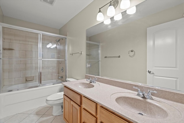 1809 Pembrook Ct, Plainfield, IL 60586 - bathroom featuring toilet, tile patterned flooring, shower / bath combination with glass door, and double vanity