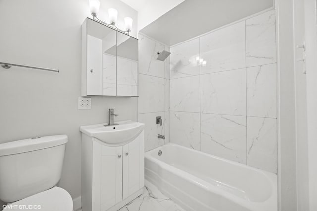 405 Wesley Ave Unit 6, Oak Park, IL 60302 - full bathroom featuring marble finish floors, toilet, bathtub / shower combination, and vanity