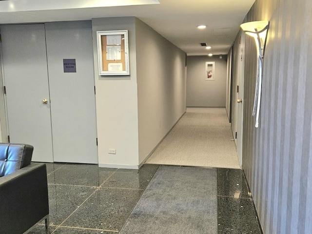7251 Randolph St Unit C5, Forest Park, IL 60130 - hallway featuring baseboards, recessed lighting, and granite floors