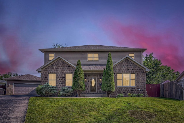 15157 Hilltop Ct, Orland Park, IL 60462 - traditional-style house with brick siding, a garage, and a shingled roof