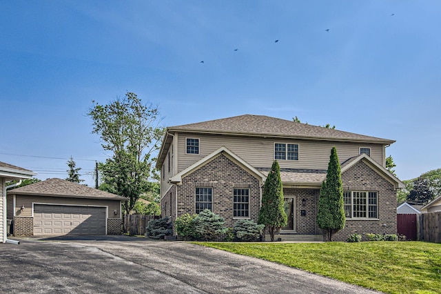 15157 Hilltop Ct, Orland Park, IL 60462 - traditional home with brick siding, a detached garage, and an outbuilding
