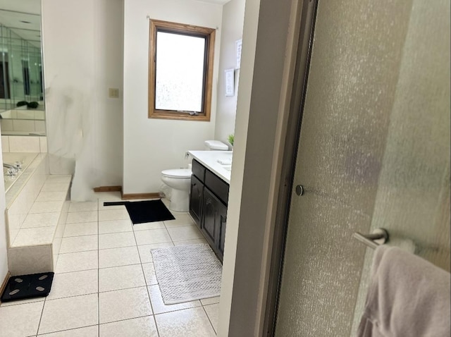11224 Marley Brook Ct, Orland Park, IL 60467 - full bathroom with tile patterned floors, vanity, toilet, a bathtub, and a shower with shower door