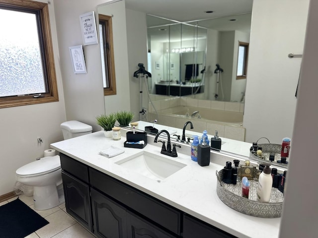11224 Marley Brook Ct, Orland Park, IL 60467 - bathroom with healthy amount of natural light, toilet, vanity, and tile patterned floors