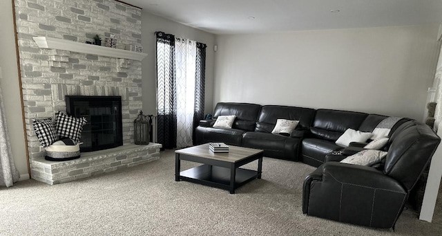 11224 Marley Brook Ct, Orland Park, IL 60467 - living area with carpet flooring and a brick fireplace