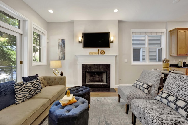 6025 N Ridge Ave Unit 1W, Chicago, IL 60660 - living room with light wood-style floors, a fireplace, and recessed lighting
