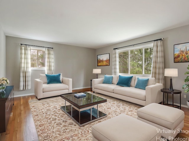 1291 Banbury Rd, Mundelein, IL 60060 - living room featuring healthy amount of natural light, wood finished floors, and baseboards