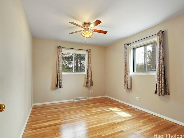 1291 Banbury Rd, Mundelein, IL 60060 - empty room featuring plenty of natural light, a ceiling fan, light wood finished floors, and baseboards