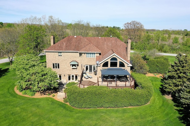 15521 S Mallard Ln, Homer Glen, IL 60491 - back of property featuring a chimney, a gazebo, and a lawn
