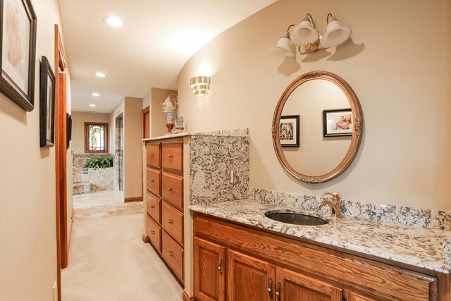 15521 S Mallard Ln, Homer Glen, IL 60491 - bathroom with vanity and recessed lighting
