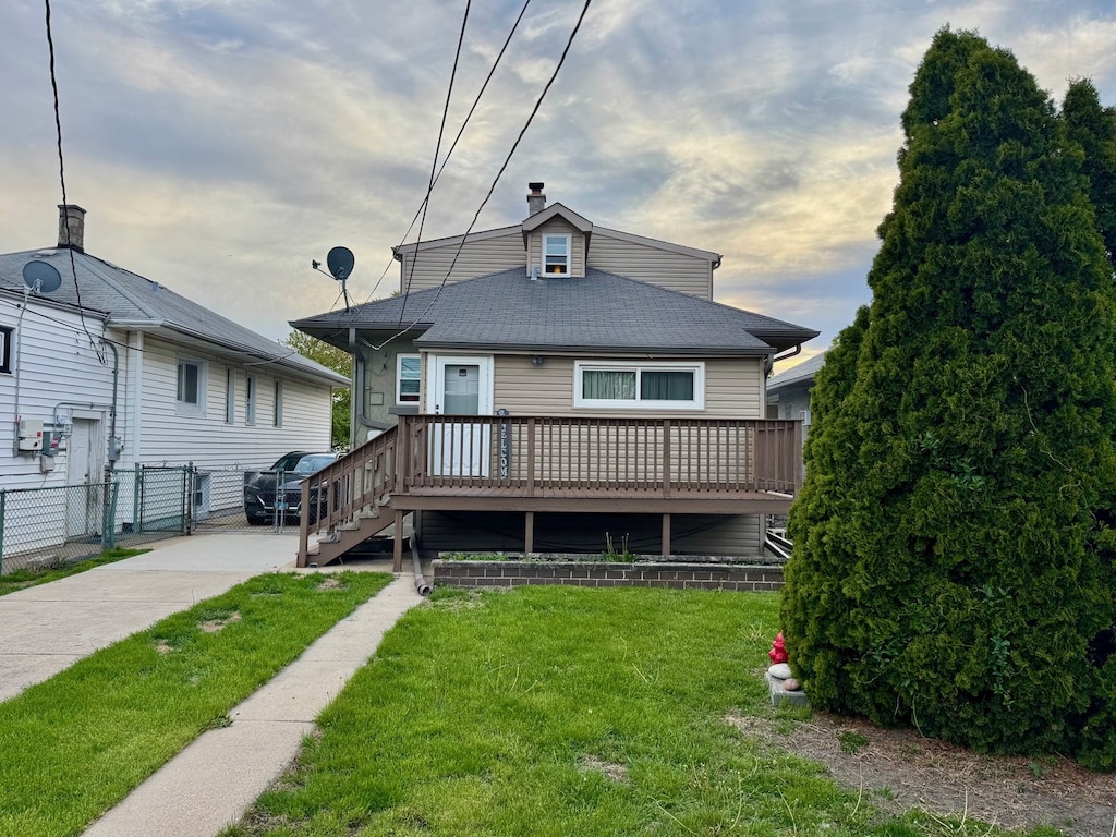 1535 S 56th Ct, Cicero, IL 60804 - back of house featuring a wooden deck and a chimney
