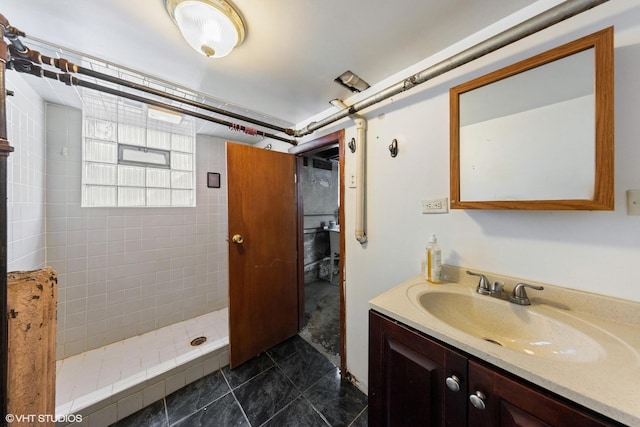 1535 S 56th Ct, Cicero, IL 60804 - full bathroom with vanity, tiled shower, and tile patterned flooring