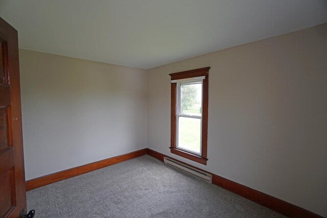 1511 Becker School Rd, Freeport, IL 61032 - empty room with a baseboard heating unit, carpet flooring, and baseboards
