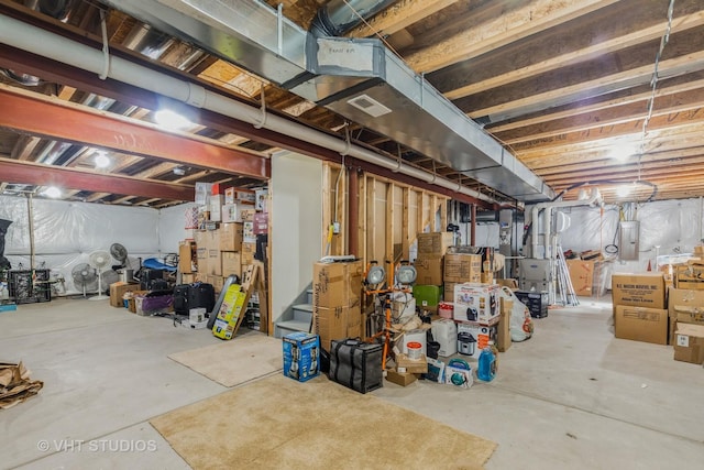 3313 Christopher Ln, Johnsburg, IL 60051 - unfinished basement with stairs, electric panel, and heating unit