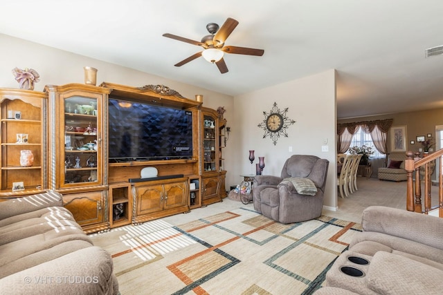 3313 Christopher Ln, Johnsburg, IL 60051 - living area with a ceiling fan and light colored carpet