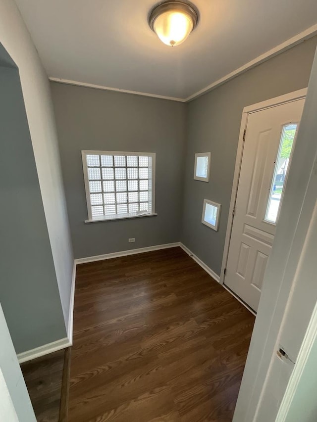 6954 S Prairie Ave, Chicago, IL 60637 - entrance foyer with dark wood finished floors, baseboards, and crown molding