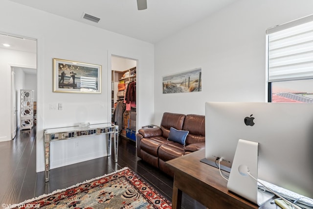 12060 Lake Trail Ln, Parkland, FL 33076 - living area featuring wood finished floors and ceiling fan