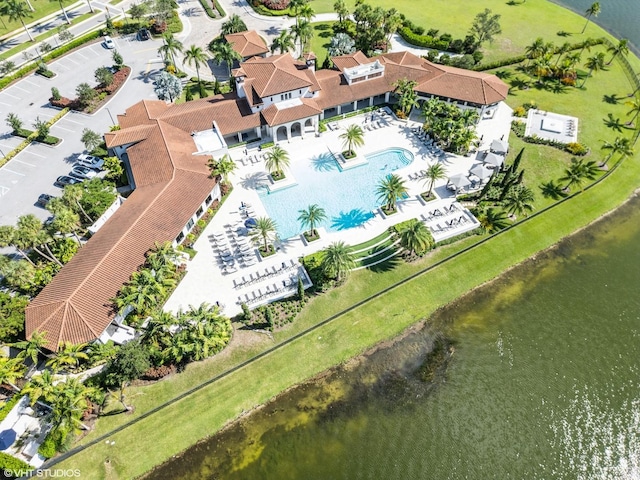 12060 Lake Trail Ln, Parkland, FL 33076 - drone / aerial view of a pool and a nearby body of water