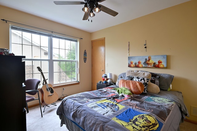 2209 Beaumont Ct, Aurora, IL 60502 - bedroom featuring light colored carpet and ceiling fan