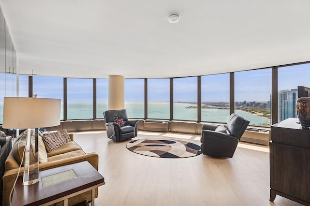 505 N Lake Shore Dr Unit 4907, Chicago, IL 60611 - living area featuring light wood finished floors, plenty of natural light, and a water view