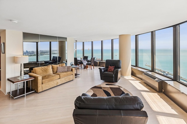 505 N Lake Shore Dr Unit 4907, Chicago, IL 60611 - living room featuring a water view and wood finished floors
