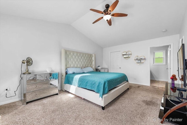 9 N Walnut Ct, Streamwood, IL 60107 - bedroom with vaulted ceiling, carpet floors, baseboards, a ceiling fan, and a closet
