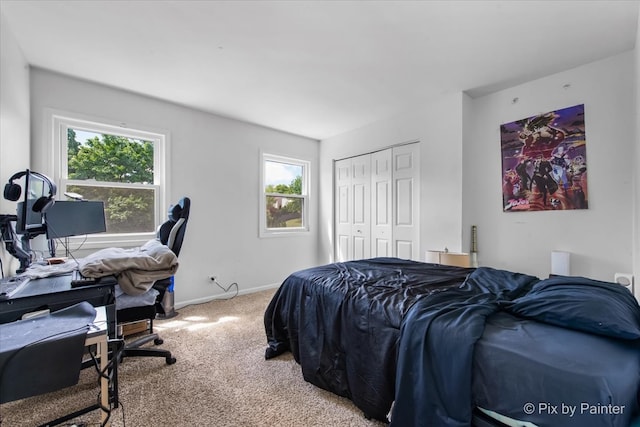 9 N Walnut Ct, Streamwood, IL 60107 - carpeted bedroom with multiple windows, a closet, an office area, and baseboards