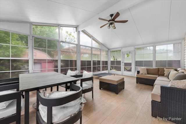 9 N Walnut Ct, Streamwood, IL 60107 - sunroom featuring outdoor lounge area, a ceiling fan, and plenty of natural light
